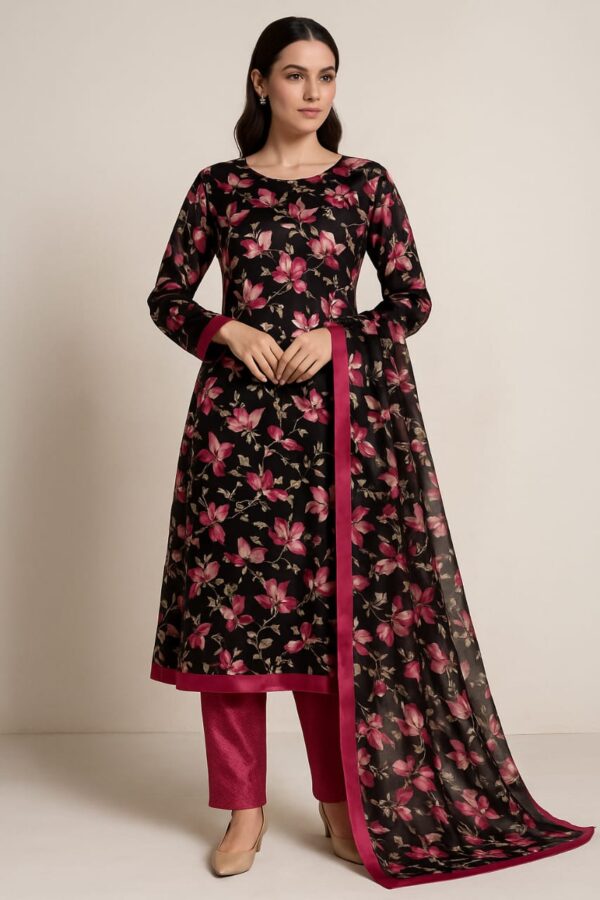 Midnight Bloom Unstitched Suit Set