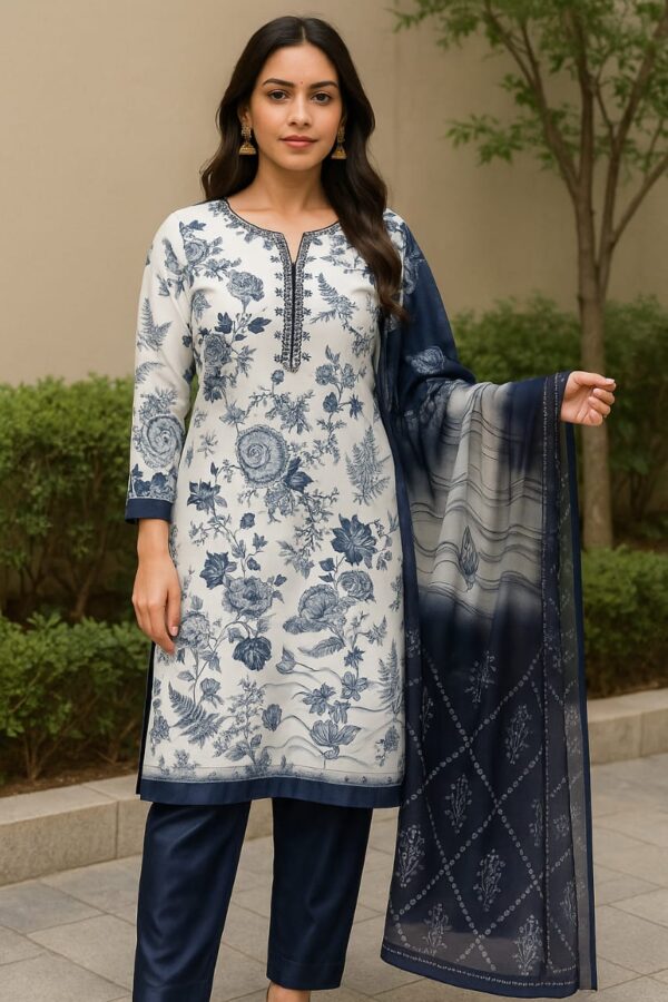 Midnight Bloom Unstitched Suit Set