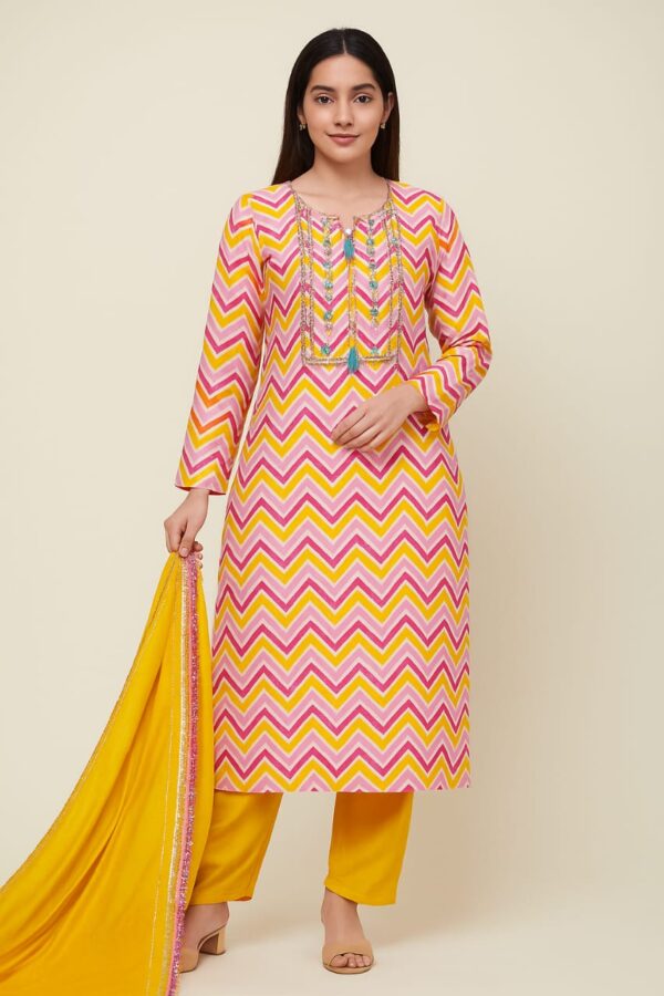 Sunburst Chevron Unstitched Suit Set