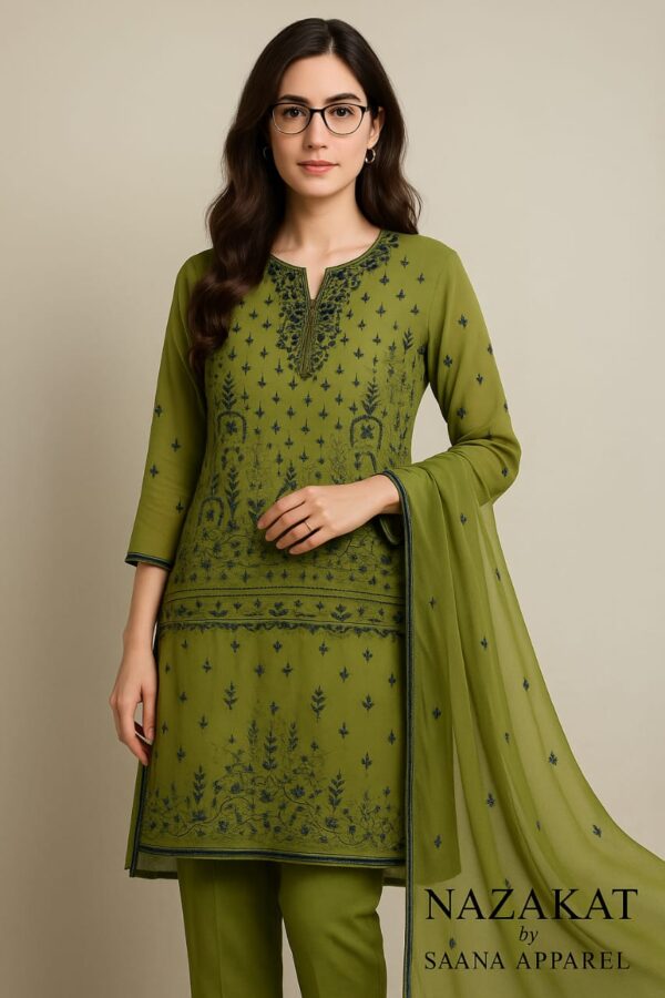 Olive Muse Embroidered Unstitched Suit Set