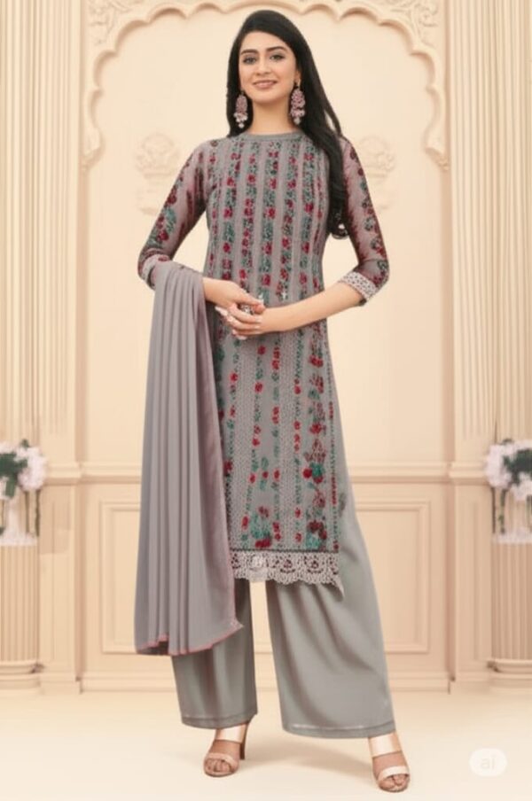 Lavender Bloom Embroidered Unstitched Suit Set
