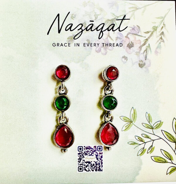 Gem Drop Earrings – Red & Green Elegance