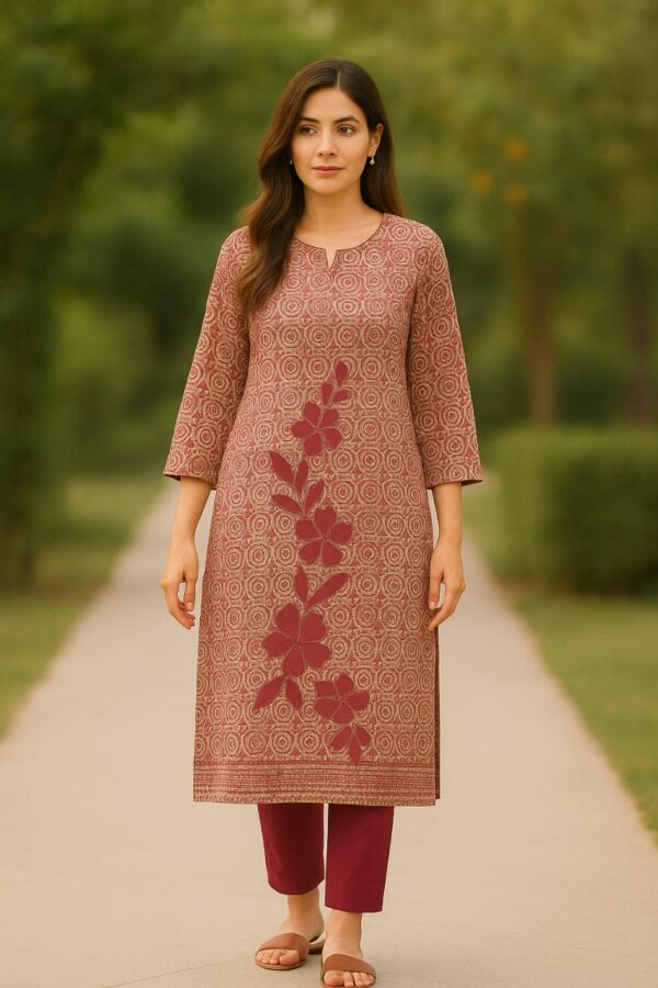 Zariya – Maroon Bloom Cotton Suit Set