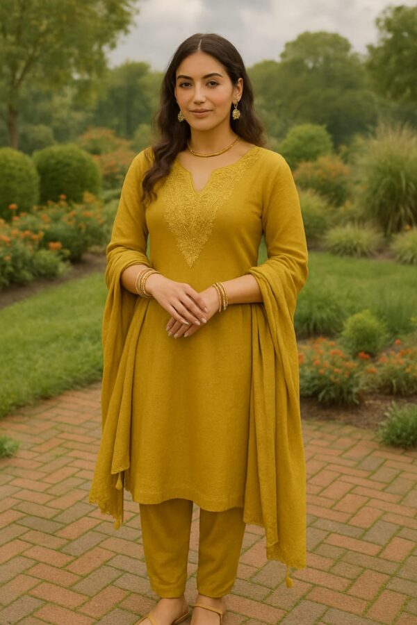 Noor – Mustard Majesty Cotton Kurta Suit Set
