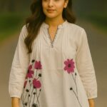 Floral Brush-Paint Cotton Top