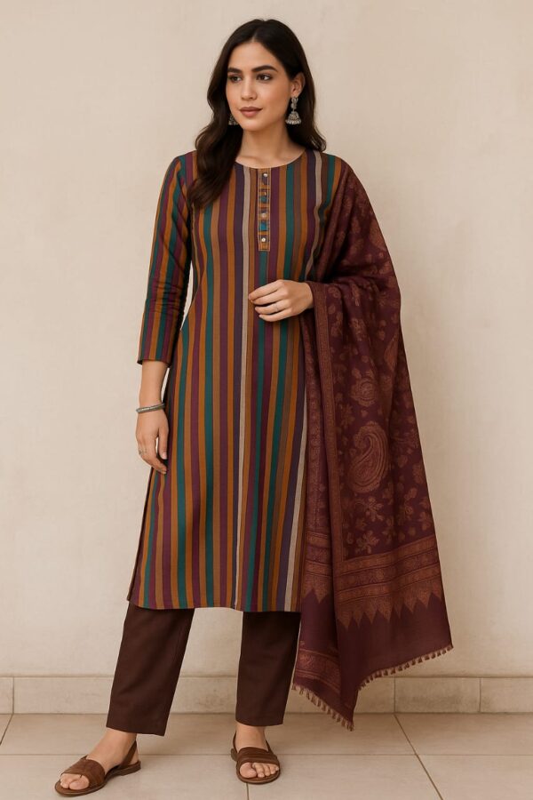 Rustica Stripes – Cotton Suit Set with Kota Doria Dupatta