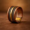 "Unisex antique copper and brass ring with intricate rope detailing – handcrafted vintage-style jewelry"